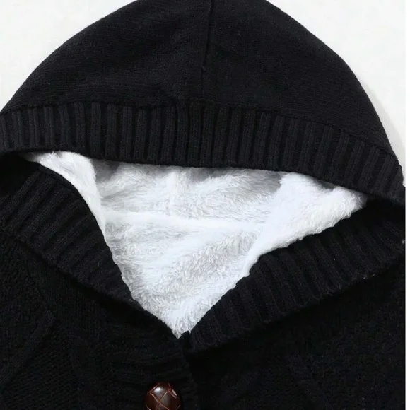 Cozy Teddy Lined Cable knit Hoodie Cardigan Jacket Shacket - Picture 4 of 11